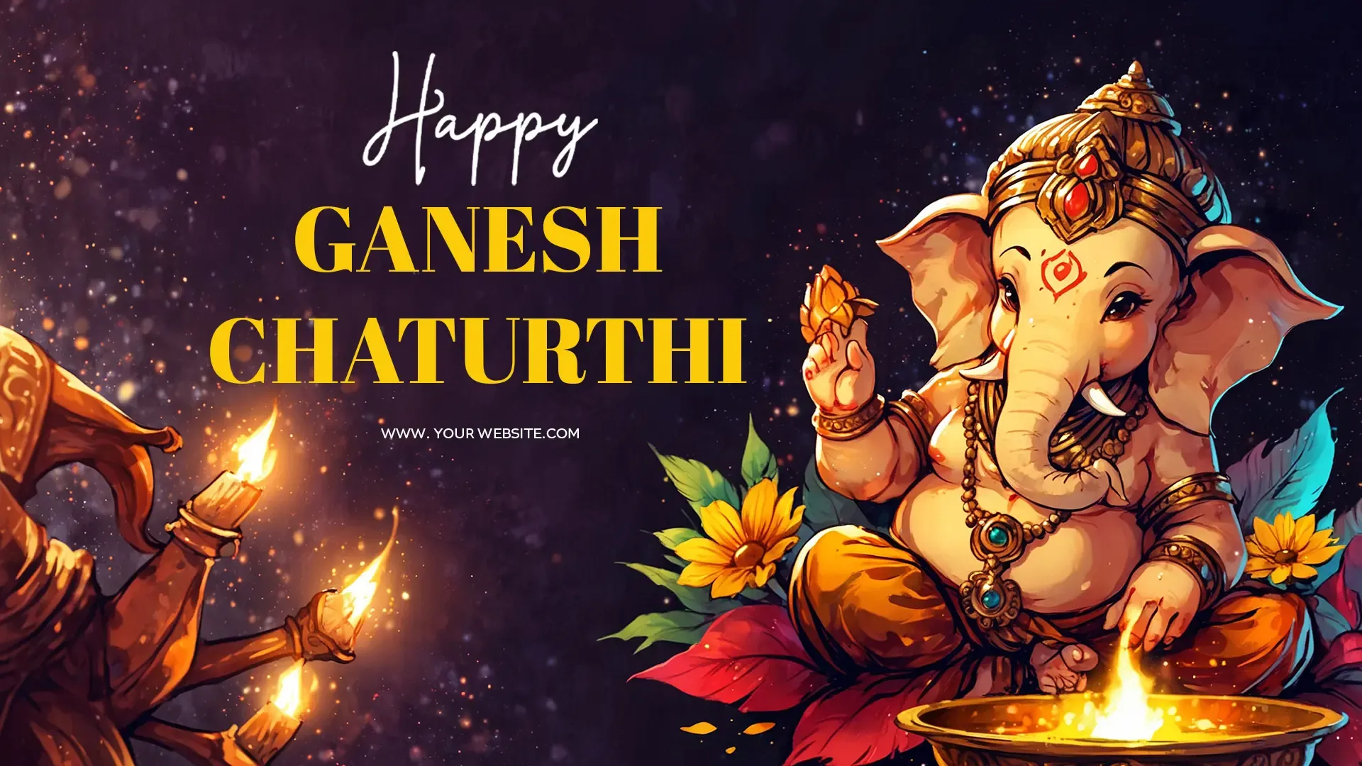 Illuminated Night Theme Happy Ganesh Chaturthi PSD